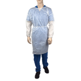 Dynarex Isolation Gown Poly - Coated Barrier, Universal, White - 5ea/bx, 10bxs/case (50 Count)
