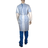 Dynarex Isolation Gown Poly - Coated Barrier, Universal, White - 5ea/bx, 10bxs/case (50 Count)