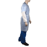 Dynarex Isolation Gown Poly - Coated Barrier, Universal, White - 5ea/bx, 10bxs/case (50 Count)