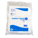 Dynarex Isolation Gown Poly - Coated Barrier, Universal, White - 5ea/bx, 10bxs/case (50 Count)