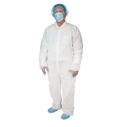 Dynarex Disposable Coveralls, Universal Size, White - 5ea/bx, 5bxs/case (25 Count)