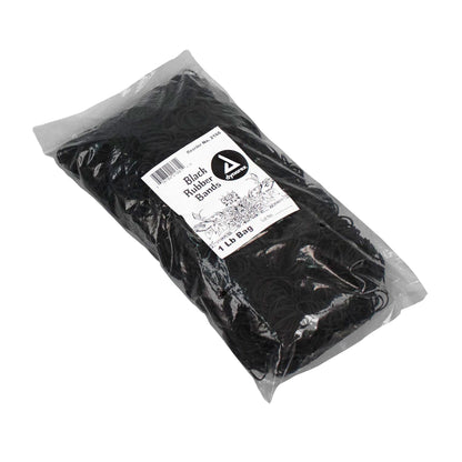 Dynarex Black Rubber Bands, 1 lb. bag, 25bags/case (25 Bags Count)