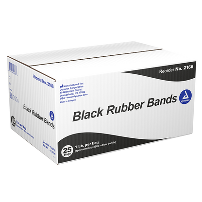 Dynarex Black Rubber Bands, 1 lb. bag, 25bags/case (25 Bags Count)