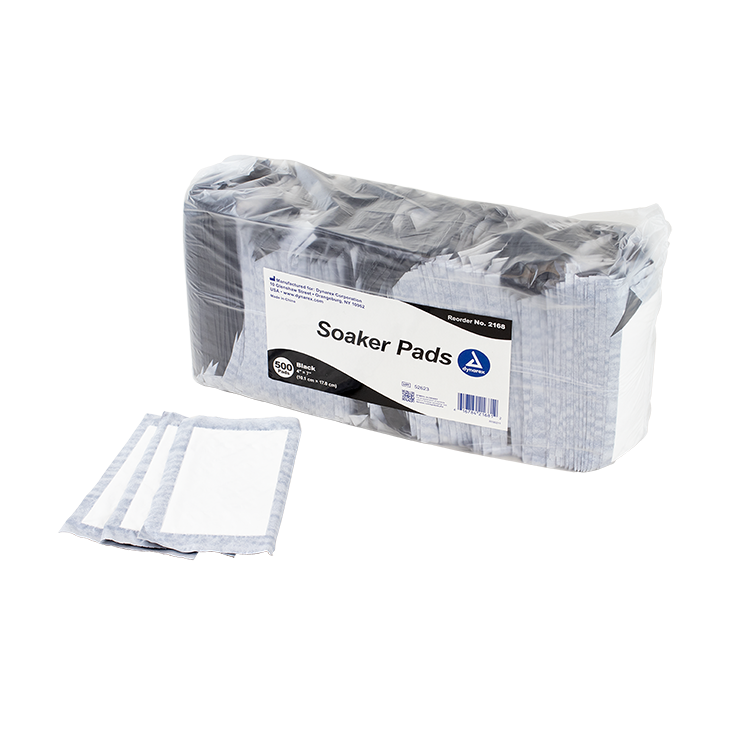 Dynarex Soaker Pads, Black - 500ea/bag, 4bags/case (2000 Count)