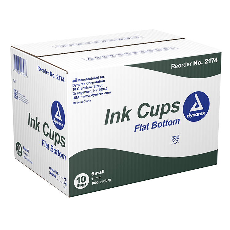 Dynarex Ink Cups - Flat bottom, 11 mm, Small 1000ea/bag, 10bags/case (10000 Count)