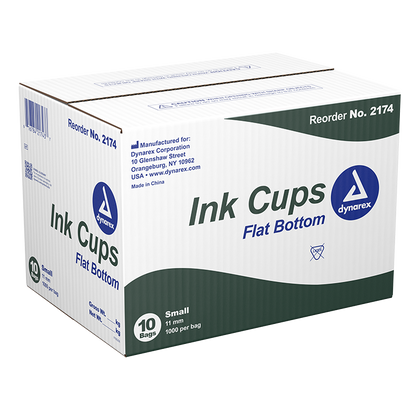 Dynarex Ink Cups - Flat bottom, 11 mm, Small 1000ea/bag, 10bags/case (10000 Count)