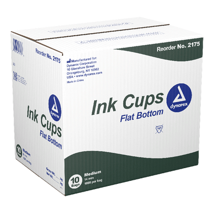 Dynarex Ink Cups - Flat bottom, 14 mm, Medium 1000ea/bag, 10bags/case (10000 Count)