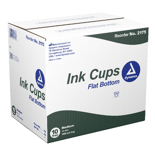 Dynarex Ink Cups - Flat bottom, 14 mm, Medium 1000ea/bag, 10bags/case (10000 Count)