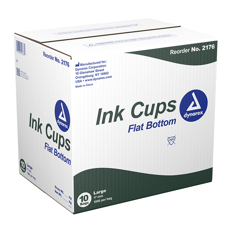 Dynarex Ink Cups - Flat bottom, 17 mm, Large   1000ea/bag, 10bags/case (10000 Count)