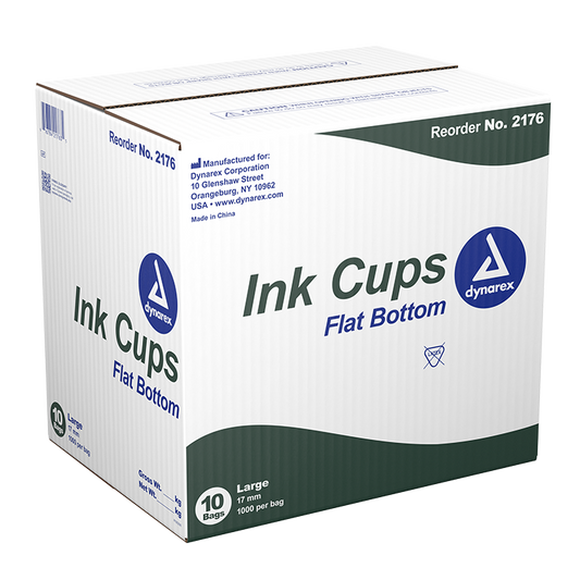 Dynarex Ink Cups - Flat bottom, 17 mm, Large   1000ea/bag, 10bags/case (10000 Count)