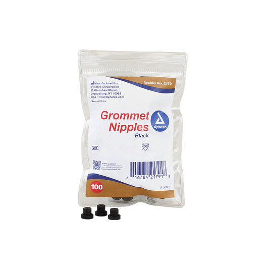 Dynarex Grommet Nipples, Black, 100ea/bag, 25bags/case (2,500 Count)