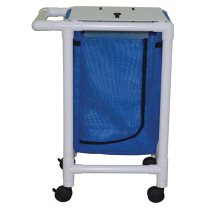 MJM International 218-S Single hamper with mesh bag (43 gallon capacity), 3" twin casters, zipper opening, push/pull handle