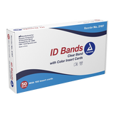 Dynarex ID Bands, Clear Band w/ Color Card Insert - 50ea/bx, 5bxs/cs (250 Count)