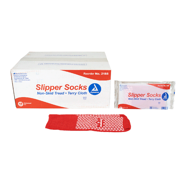 Dynarex One Side Universal Size Slipper Sock, Red, 48pairs/case (48 Count)
