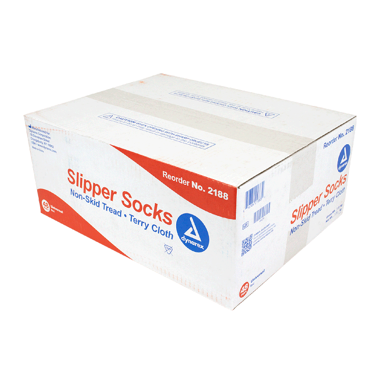 Dynarex One Side Universal Size Slipper Sock, Red, 48pairs/case (48 Count)