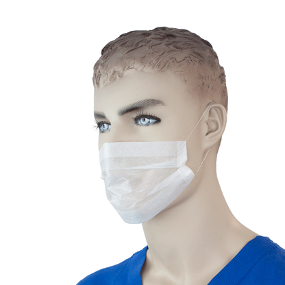 Dynarex Paper Face Mask, White - 100ea/bx, 10bxs/cs (1000 Count)