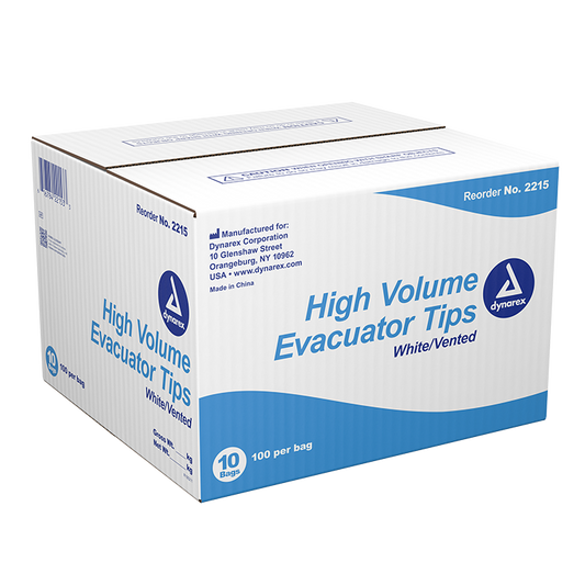 Dynarex High Volume Evacuator Tip, White - 100ea/bx, 10bxs/cs (1000 Count)