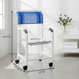 MJM International 118-3TW PVC Shower Chair with Fixed Arms – 18" Internal Seat 300 lbs. Capacity