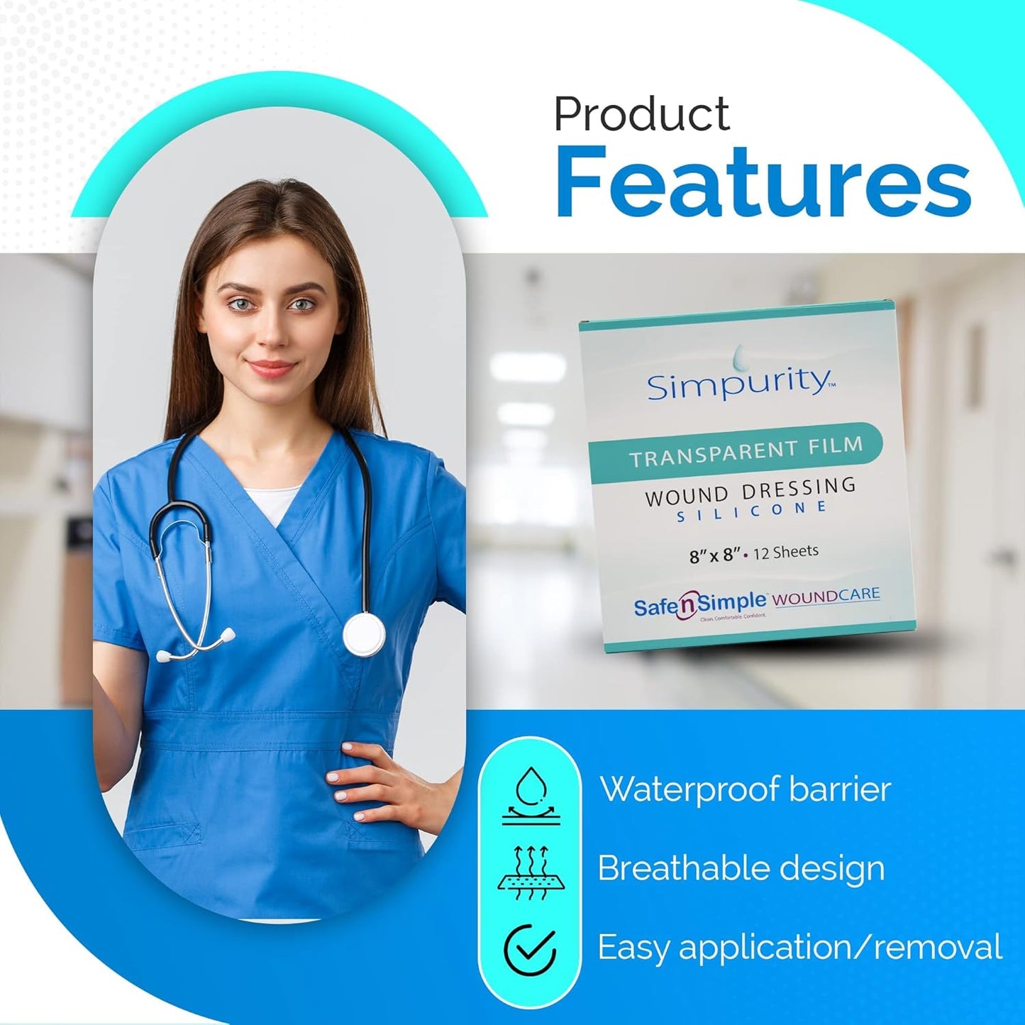 Safe N Simple Simpurity Transparent Film Wound Dressing (192 Count)