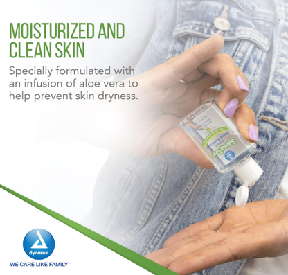 Dynarex Instant Hand Sanitizer, 1 oz. Square Bottles, 24bot/bx, 6bxs/case (144 Count)