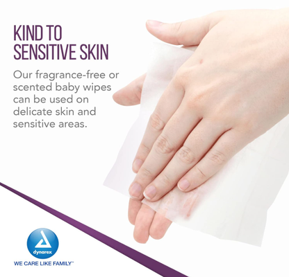 DynaCare Baby Wipes Unscented Tub, 7" x 8", 12tub/case (960 Count)