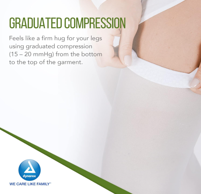 Dynarex DynaFit Compression Stockings - Thigh, Large, 12pairs/bx, 5bxs/case (60 Pairs)