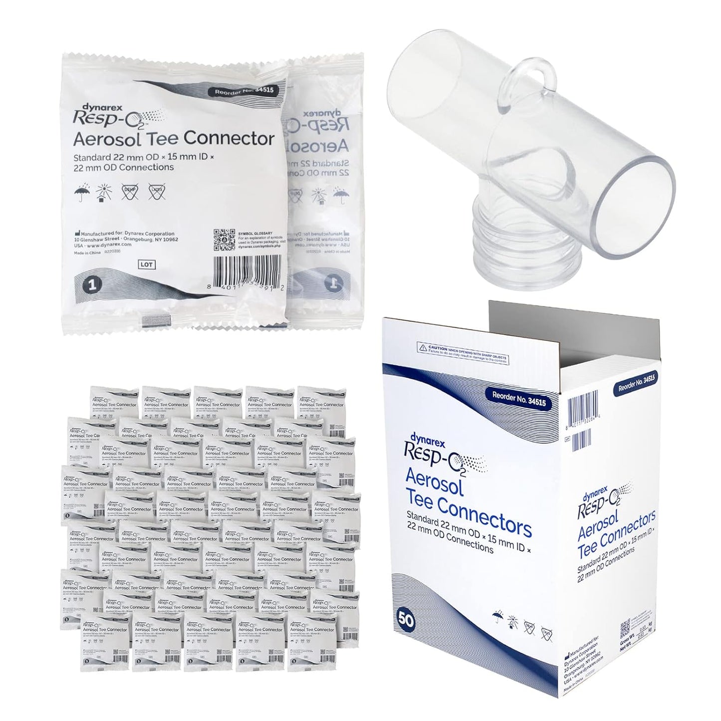 Dynarex Resp-O2™ Adapters & Connectors (50 Count)