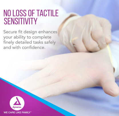 Dynarex Sterile Latex Surgical Gloves, 4 Mil Thick, Powder-Free, 50prs/bx, 4bxs/cs (200 Count)