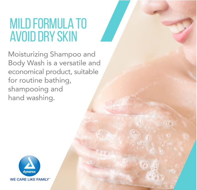 DynaCare Moisturizing Shampoo and Body Wash, 8 oz. Bottle, 48bot/case (48 Count)