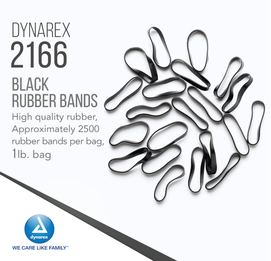 Dynarex Black Rubber Bands, 1 lb. bag, 25bags/case (25 Bags Count)