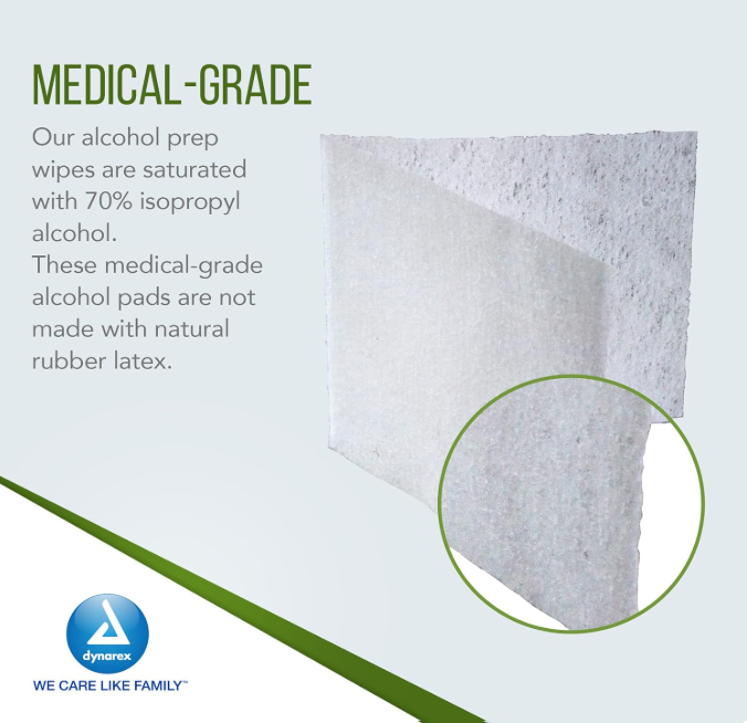 Dynarex Alcohol Prep Pad - Sterile, Large, 100/bx, 10bxs/case (1000 Count)