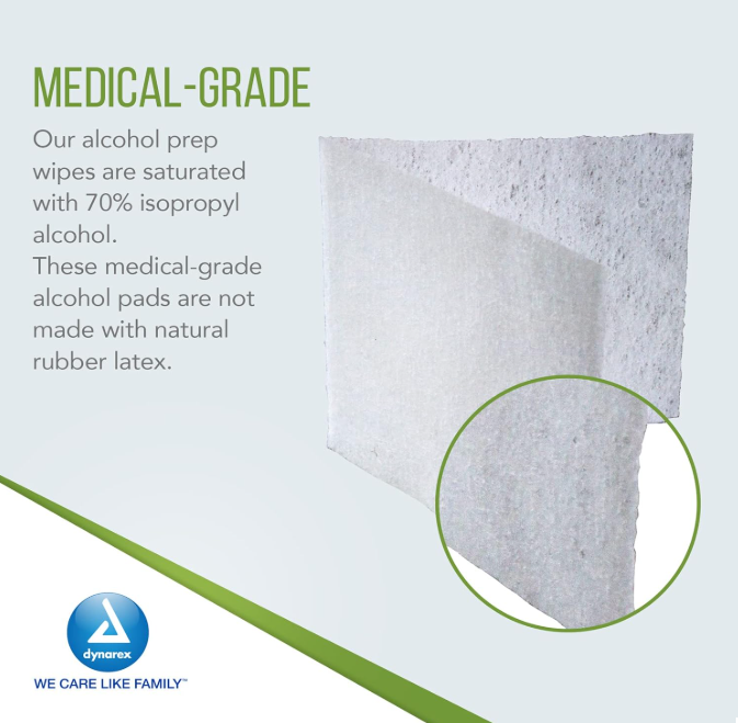 Dynarex Alcohol Prep Pad - Sterile, Medium, 200/bx, 10bxs/case (2000 Count)