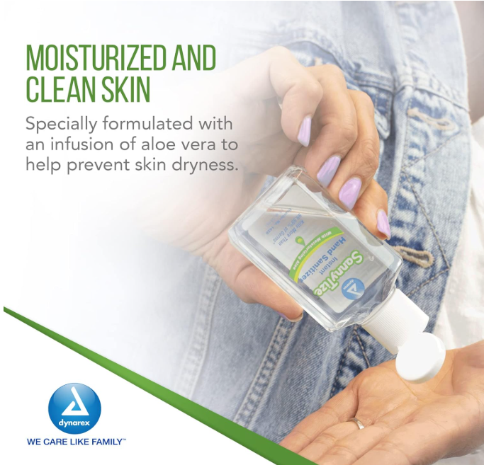 Dynarex Instant Hand Sanitizer, 4 oz. Round Bottle, 24bot/bx, 4bxs/case (96 Count)