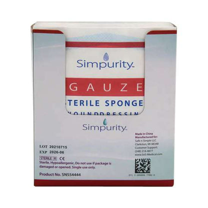 Safe N Simple Simpurity Gauze Sterile Sponge, 4 x 4 - 12 ply (400 Count)