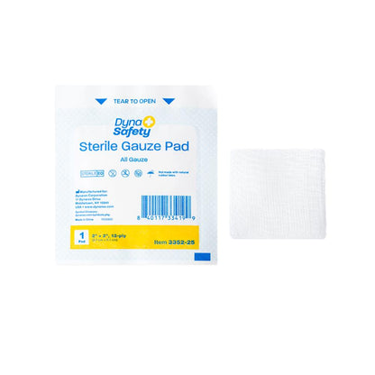 Dynarex Gauze Pad - Sterile 1's, 2" x 2" 12 Ply - 25ea/bx, 28bxs/cs (700 Count)