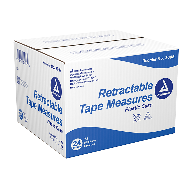 Dynarex Retractable Tape Measure, 72" - 6ea/bx, 24bxs/cs (144 Count)