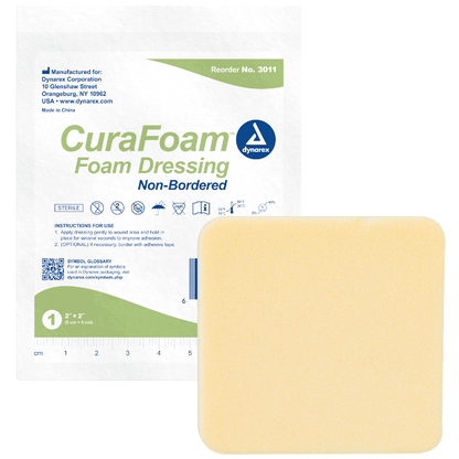 Dynarex CuraFoam - Foam Dressing, 10ea/bx, 12bxs/cs (120 Count)
