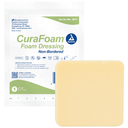 Dynarex CuraFoam - Foam Dressing, 10ea/bx, 12bxs/cs (120 Count)