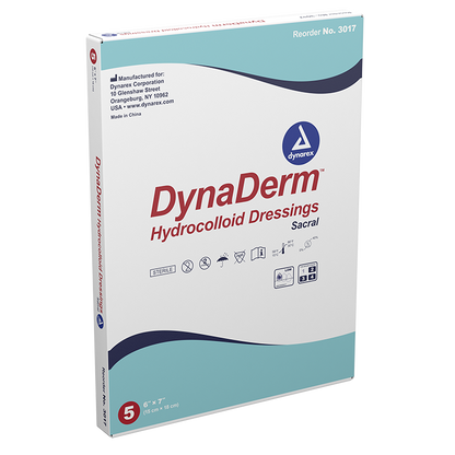 Dynarex DynaDerm - Hydrocolloid Dressing - Sacral, 6" x 7", 5ea/bx, 12bxs/cs (60 Count)