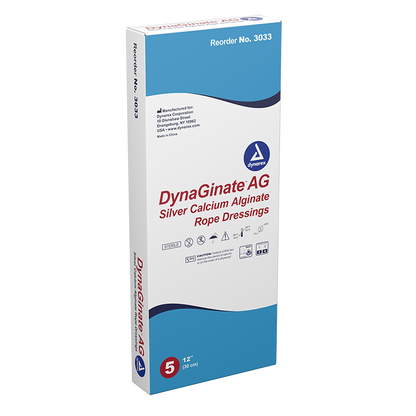 Dynarex DynaGinate AG - Silver Calcium Alginate Rope Dressing, 1/4" x 12"- 5ea/bx, 10bxs/cs (50 Count)
