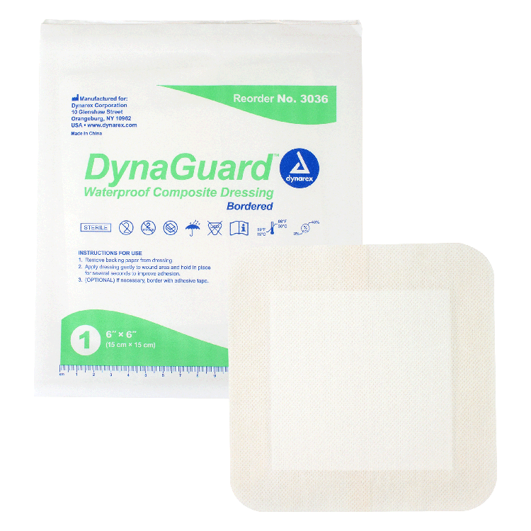 Dynarex DynaGuard - Waterproof Composite Dressing - 10ea/bx, 12bxs/cs (1200 Count)
