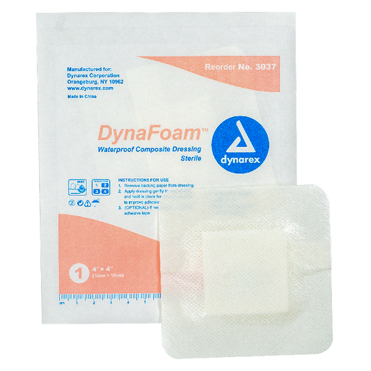 Dynarex DynaFoam - Waterproof Bordered Foam  10ea/bx, 12bxs/cs (1200 Count)