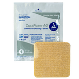Dynarex CuraFoam AG - Silver Foam Dressing, 4" x 4" 10ea/bx, 10bxs/cs (100 Count)