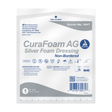 Dynarex CuraFoam AG - Silver Foam Dressing, 4" x 4" 10ea/bx, 10bxs/cs (100 Count)
