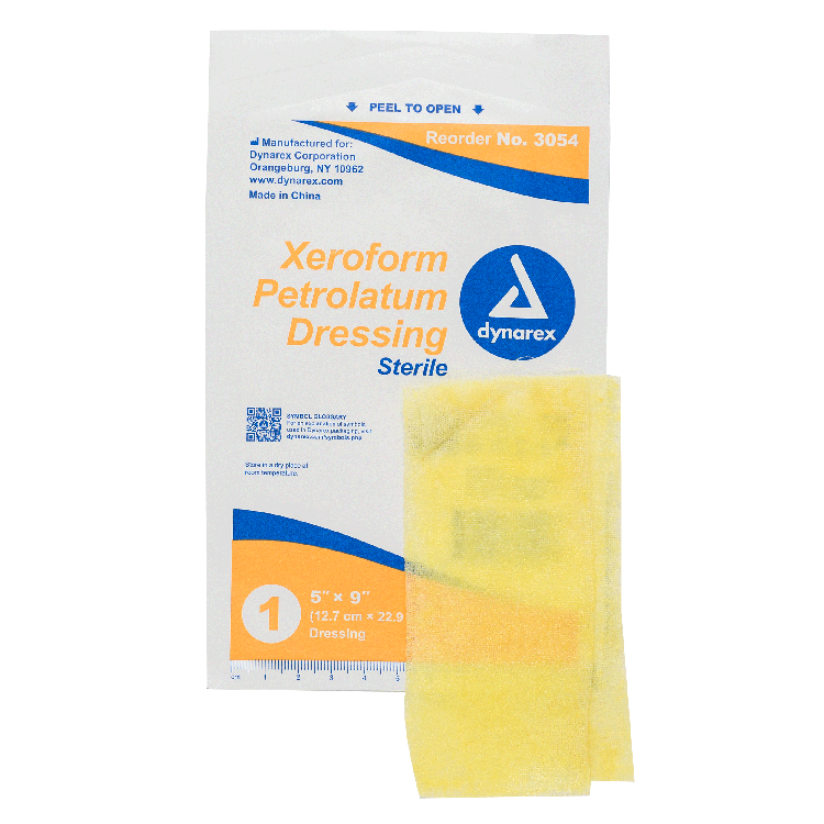 Dynarex Xeroform Gauze Dressing, 5" x 9", 50ea/bx 4bxs/cs (200 Count)