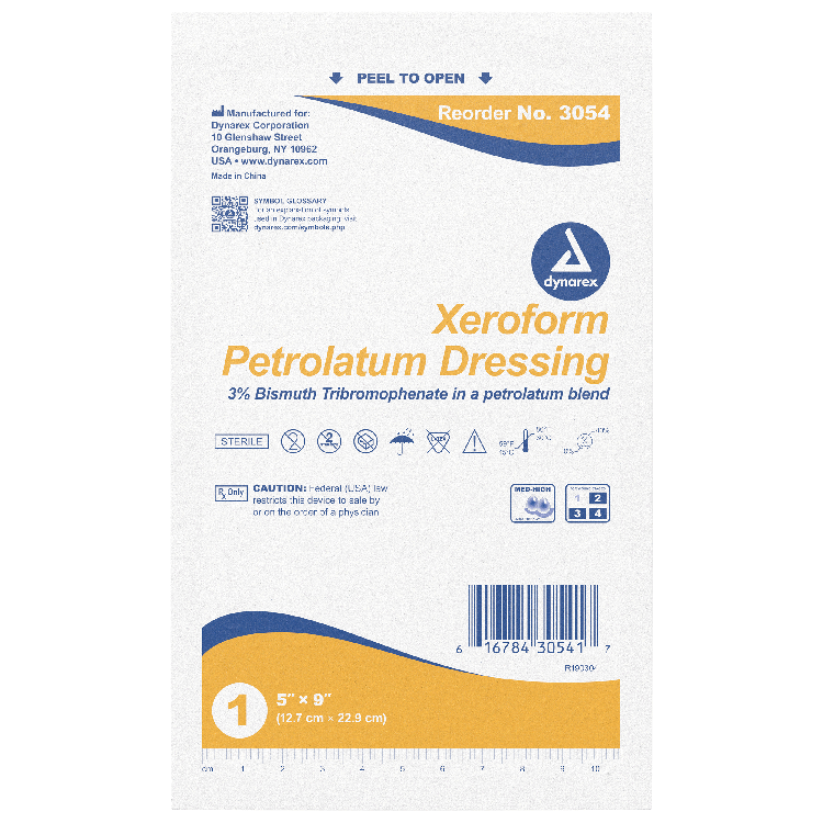 Dynarex Xeroform Gauze Dressing, 5" x 9", 50ea/bx 4bxs/cs (200 Count)