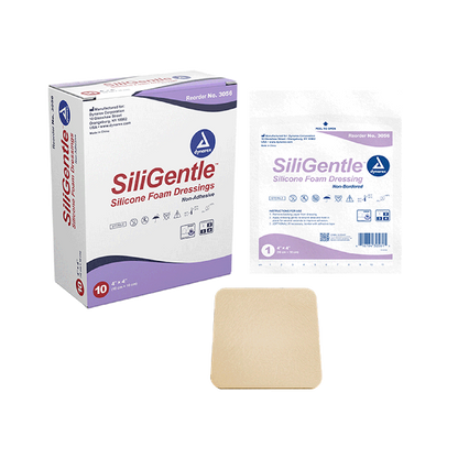 Dynarex SiliGentle - Non-Adhesive Silicone Foam Dressing, 10ea/bx, 12bxs/cs (120 Count)