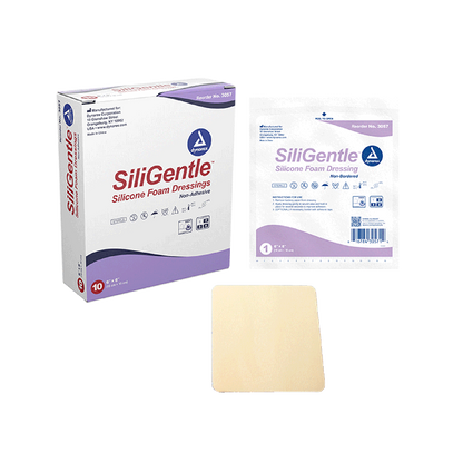 Dynarex SiliGentle - Non-Adhesive Silicone Foam Dressing, 10ea/bx, 12bxs/cs (120 Count)