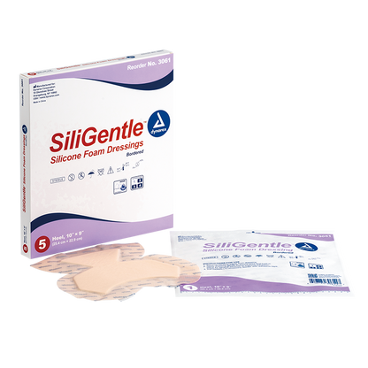 Dynarex SiliGentle - Silicone Bordered Foam Dressing, Heel - 5ea/bx, 12bxs/cs (60 Count)