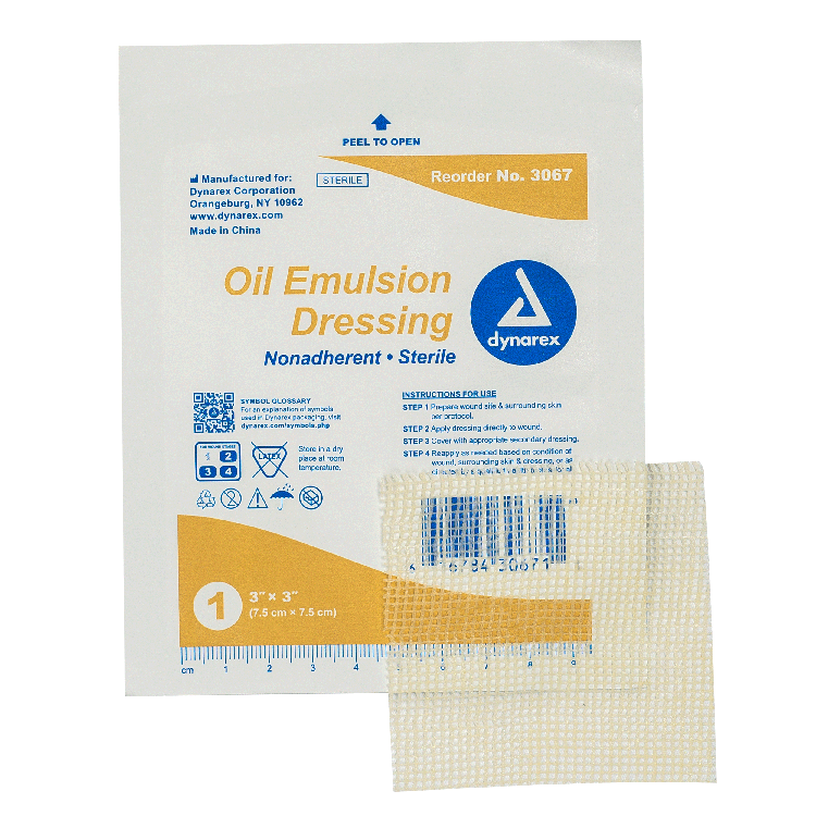 Dynarex Oil Emulsion Dressing, 3" x 3", 50ea/bx 4bxs/cs (100 Count)